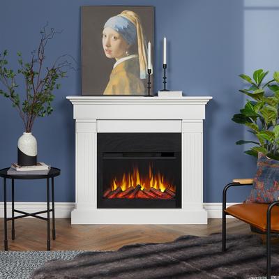 Crawford 48" Slim Electric Fireplace in White by Real Flame
