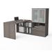 Bestar i3 Plus L-Desk with Frosted Glass Door Hutch