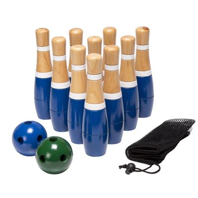 Hey! Play! 8-inch Wooden Lawn Bowling Set - Blue - 8 Inches