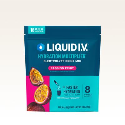 Liquid I.V. Passion Fruit Powdered Hydration Multiplier® (16 pack) - Powdered Electrolyte Drink Mix Packets