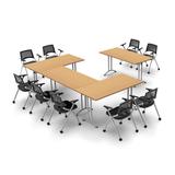 TeamWORK Tables 9 Person Conference Meeting Tables w/ 9 Chairs Complete Set Wood/Steel in Brown/Gray | 30 H x 120 W x 120 D in | Wayfair 7353