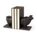 The Twillery Co.® Quedgeley set Of 2 9l X 4w Cast Aluminum Bull Bookends Metal in Black | 6.8 H x 9 W x 4.3 D in | Wayfair
