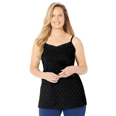 Plus Size Women's Suprema® Cami With Lace by Catherines in Black Dot (Size 3X)