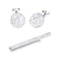 Kuzzoi Cufflinks Coin Design & Tie Clip for Men in Hammered Look, Men's Accessory Set Made of 925 Sterling Silver, Stylish Men's Gift for Wedding and Birthday