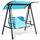 COSTWAY 2 Seater Garden Swing Chair, Powder Coated Metal Frame Rocking Hammock Bench with Adjustable Canopy, Outdoor Patio Yard Poolside Swing Lounger Seat (157 x 125 x 169cm, Turquoise)