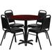 36'' Round Laminate Table Set with X-Base and 4 Trapezoidal Back Banquet Chairs