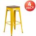 4 Pack 30" High Backless Metal Barstool with Square Wood Seat