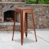 30" High Backless Barstool with Square Wood Seat