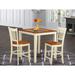 East West Furniture 3 Piece Counter Height Dining Set Contains a Square Kitchen Table and 2 Dining Chairs, Buttermilk & Cherry