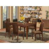 East West Furniture Modern Dining Table Set Contains a Wooden Table and Linen Fabric Dining Chairs (Finish & Pieces Options)