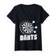 Damen Dartscheibe Darts Dartpfeile Darten T-Shirt mit V-Ausschnitt