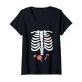 Damen Halloween Skelett Kinder Jungen Jungen Mädchen Kostüm T-Shirt mit V-Ausschnitt