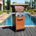 Permasteel 2-Burner Compact Propane Gas Grill w/ Foldable Side Tables & Grilling Tool Hooks Cast Iron/Steel in Brown | Wayfair PG-40201-CO