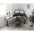 Symple Stuff Core Gaming L-Shape Desk w/ Built-In Power Strip & USB Ports plus Monitor Stand Wood/Metal in Gray | Wayfair