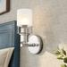 Wade Logan® Arreana 1 - Light Dimmable Armed Sconce Glass/Metal in Gray | 11 H x 5 W x 6 D in | Wayfair A12988BEA6454C3195C3D992292E03BC