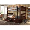 Magalia Twin over Twin 2 Drawer Solid Wood Standard Bunk Bed by Harriet Bee Wood in Brown/Green | 62 H x 43 W x 79 D in | Wayfair