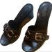 Coach Shoes | Coach Jewel Wedge Heels Leather Silver Buckle 6.5 | Color: Black/Silver | Size: 6.5