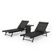 Salton Outdoor Aluminum Chaise Lounge Set with C-Shaped End Table by Christopher Knight Home