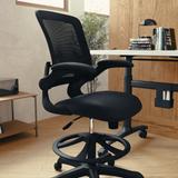 Mid-Back Mesh Ergonomic Drafting Chair with Foot Ring and Flip-Up Arms