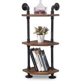 MCombo Industrial Wall Mount Pipe Shelves, Solid Wood