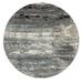 Shahbanu Rugs Taupe Hi-Low Pile Abstract Design Wool and Silk Hand Knotted Round Oriental Rug (10'0" x 10'0") - 10'0" x 10'0"