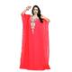 Dubai Middle East Bollywood Style Handmade Designer Kaftan Caftan Farasha Jalabiya Dress Abaya Casual Dress for Party Event, Evening wear, Beach, Royal Swag - Design NO 8 - ONE Size | Coral