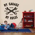 My Garage My Rules Citation Wall Vinyl Decals Home Garage Decor Auto Car Repair Sign Wall