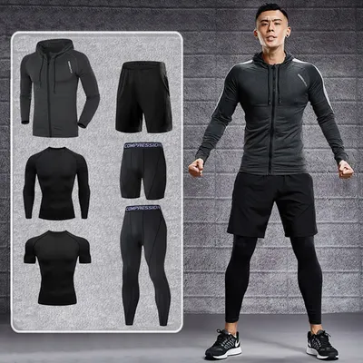 Vêtements de sport moulants à compression pour homme tenue d'entraînement de gym de fitness de