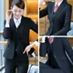 IZICFLY-Costumes noirs pour femmes uniforme de bureau pour dames ensemble blazer d'affaires avec