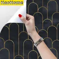 HaoHome-Papier Peint Auto-Adhésif Noir et Or Périphérique Peler et Coller Papier de Contact