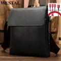 WESTAL – sac à bandoulière en cuir véritable noir pour hommes sacoche de styliste 100%
