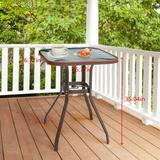 Red Barrel Studio® Patio Bar Table Outdoor High Dining Bistro Table Tempered Glass Top w/ Umbrella Hole | 35.04 H x 26.77 W x 26.77 D in | Wayfair