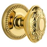 Grandeur Newport Solid Brass Rose Passage Door Knob Set with Grande