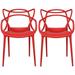 Modern Stackable Geometric Molded Stacking Chairs Dining Armchairs Indoor Outdoor Patio Work Office Kitchen (Set of 2)