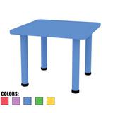 Adjustable Height Kids Plastic Activity Table Metal Leg Square Toddler Child Preschool Home Desk Dining Kitchen Blue