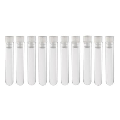 50 Pcs Centrifuge Test Tubes Round Bottom Polystyrene with White Cap 12 x 60mm - Clear