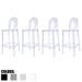 Set of 4 Clear 30" Seat Bar Stool Counter Height With Backs Plastic Chairs For Home Restaurant Office