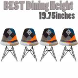 Set of 4 Modern Color Seat Height DSW Molded Armless Plastic Dining Room Chairs Black Wire Eiffel Dowel Legs