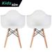 Set of 2 Modern Kids Toddler Size Molded Plastic Armchair With Arma Seat for Children's Room Natural Wood Eiffel Legs