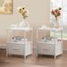 VECELO Nightstand Set of 2, Modern Square End Side Table, Night Stands with Drawer and Storage Shelf for Bedroom