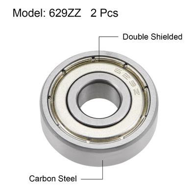 629ZZ Deep Groove Ball Bearings Z2 9x26x8mm Double Shielded Carbon Steel 5pcs - 9mmx26mmx8mm