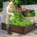 Gymax 48.5'' Raised Garden Bed Square Plant Box Planter Flower - 48.5''x 48.5''x 12''