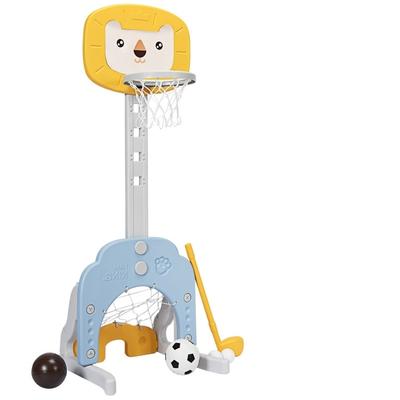 3-in-1 Adjustable Kids Basketball Hoop Sports Set - 21" x 20" x 43.5"-58.5" (L x W x H)