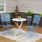 Cafe Couleur 3pc Shabby Chic Wood Folding Table and Chair Set - Blue
