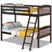 Solid Wood Twin Bunk Beds with Detachable Kids Ladder