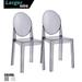 Set of 2 Larger Plastic Designer Armless Side Chair Transparent Crystal Modern Desk Office Commercial Molded