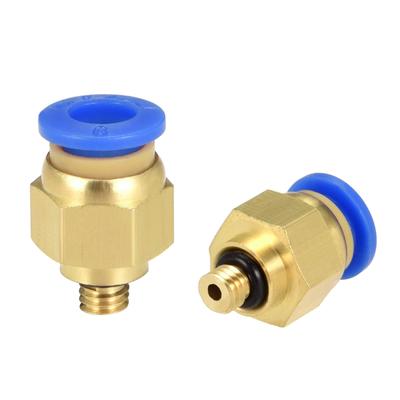 10Pcs Pneumatic Straight Quick Fitting 6mm Thread M5 One Touch Hose Connector - Gold Tone,Blue