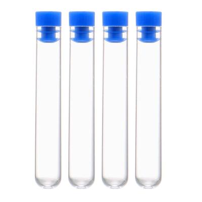 20 Pcs Centrifuge Test Tubes Round Bottom Polystyrene with Blue Cap 12 x 72mm - Clear