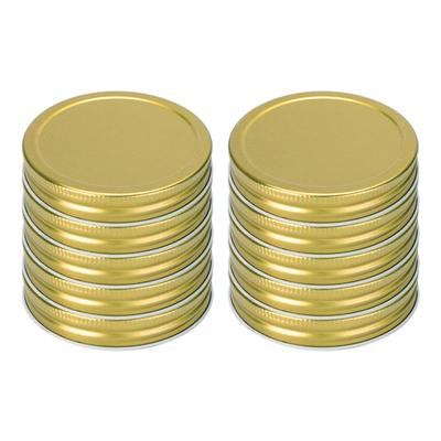 10 Pack Metal Wide Mouth Mason Jar Lids with Sealing Rings - Gold Tone - 10pcs