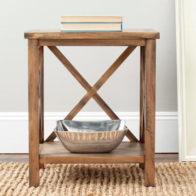 SAFAVIEH Cadence Oak Cross Back Table - 18.1" x 13.4" x 21.5"